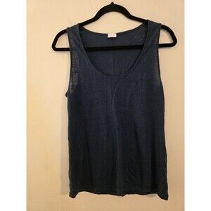 Poetry Women’s Size 12 Dark‎ Blue Linen Scoop Neck Tank Minimalist